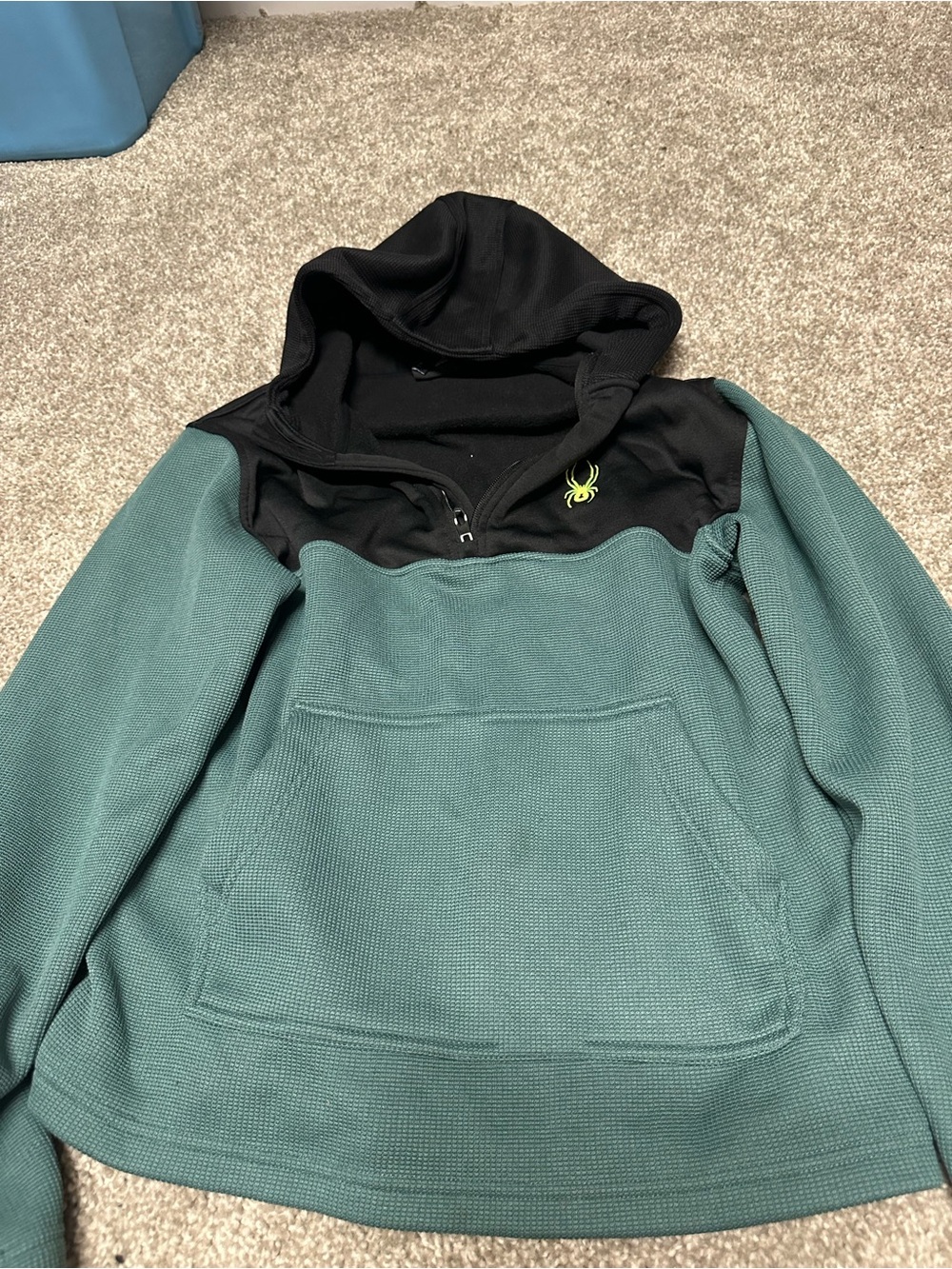 Spyder Green and Black Half-Zip Hoodie Sweater